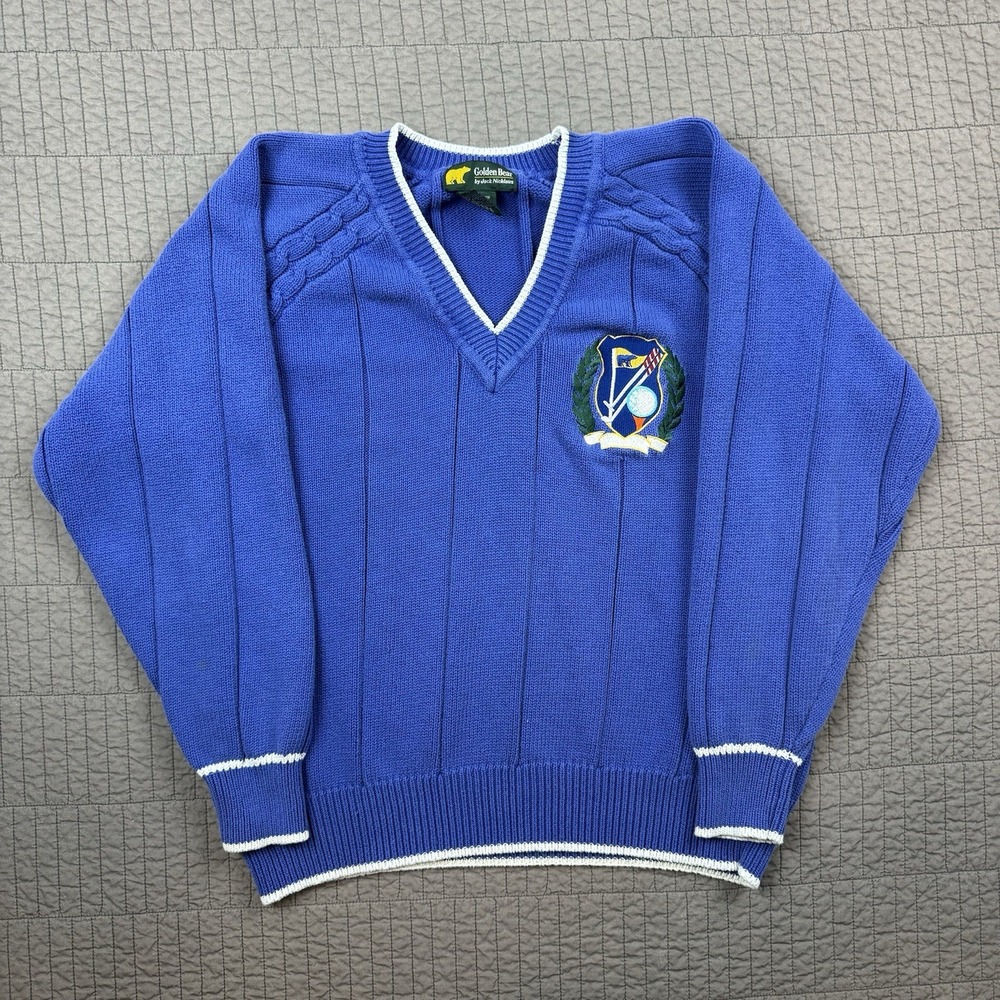 Golden Bear Men's V-Neck Cricket Sweater in Royal Blue